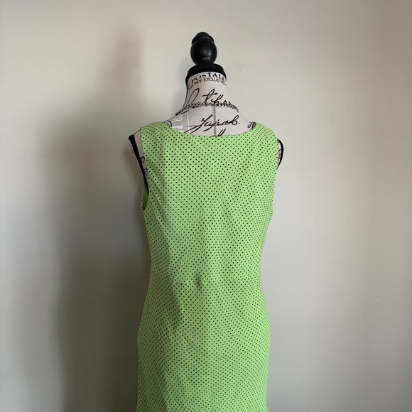 Tessuti vintage sleeveless green with black polka dot midi wedding guest dress - Picture 7 of 9